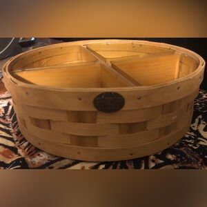 Peterboro Basket Co. Lazy Susan Basket w/Divider & Protective Inserts